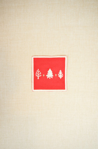 Mini Trees on Red Canvas Coaster
