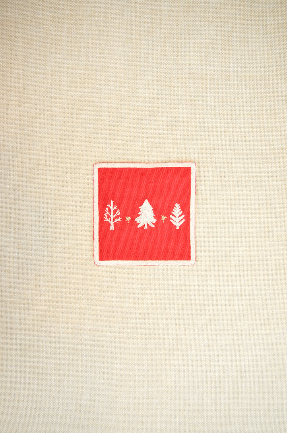 Mini Trees on Red Canvas Coaster