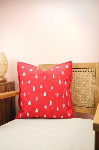 Mini Trees on Red Canvas Cushion Cover