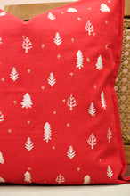 Mini Trees on Red Canvas Cushion Cover