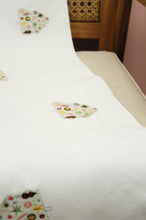 Mini Tree with Ornaments on Natural Canvas Table Runner 6-8 Seater