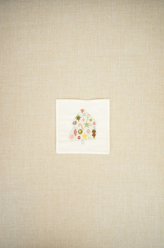 Mini Tree with Ornaments on Natural Canvas Coaster