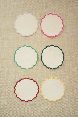 Scalloped Natural Canvas Coasters Set of 6