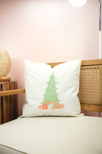 Pastel Christmas Tree on Light Canvas Cushion Cover