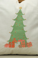 Pastel Christmas Tree on Light Canvas Cushion Cover