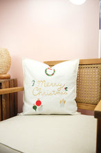 Christmas Elements on Light Canvas Cushion Cover