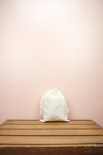 Pink and Green Christmas Tree on Light Canvas Medium Drawstring Pouch