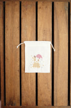 Santa Deer on Light Canvas Mini Drawstring Pouch