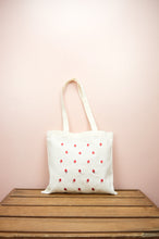 Mini Santas on Natural Canvas Small Tote