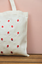 Mini Santas on Natural Canvas Small Tote