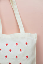 Mini Santas on Natural Canvas Small Tote