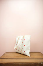 Mini Santas on Natural Canvas Small Tote