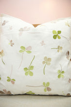 Clover Leaves on Light Canvas Cushion Cover