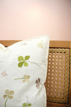 Clover Leaves on Light Canvas Cushion Cover