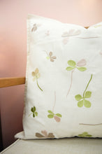 Clover Leaves on Light Canvas Cushion Cover