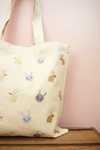 Bunnies on Cream Denim Tote