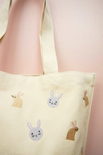 Bunnies on Cream Denim Tote