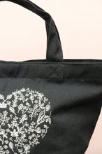 Forest of Hearts in Silver on Black Canvas Small Handbag