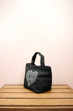 Forest of Hearts in Silver on Black Canvas Small Handbag