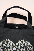 Forest of Hearts in Silver on Black Canvas Small Handbag