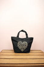 Forest of Hearts in Gold on Black Canvas Small Handbag