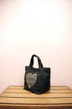 Forest of Hearts in Gold on Black Canvas Small Handbag