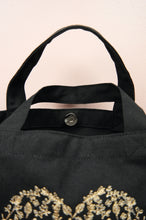 Forest of Hearts in Gold on Black Canvas Small Handbag