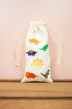 Dinosaurs on Natural Canvas Mini Drawstring Pouch