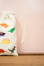 Dinosaurs on Natural Canvas Mini Drawstring Pouch