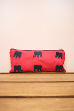 Elephants on Red Canvas Zip Up Pouch