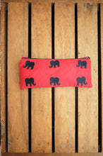 Elephants on Red Canvas Zip Up Pouch