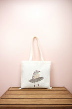 Ballerina Bird on Small Natural Canvas Tote