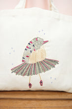 Ballerina Bird on Small Natural Canvas Tote