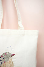 Ballerina Bird on Small Natural Canvas Tote