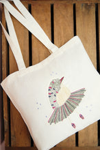 Ballerina Bird on Small Natural Canvas Tote