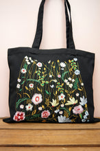 Floral Forest on Black Canvas Small Tote