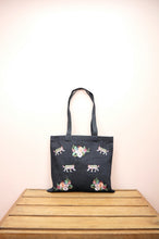 Floral Tiger on Small Dark Denim Tote