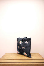 Floral Tiger on Small Dark Denim Tote