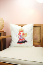 Red Haired Angel on Light Canvas Cushion Cover