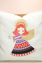 Red Haired Angel on Light Canvas Cushion Cover