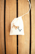 Puppies on Light Canvas Drawstring Jewelry Pouch