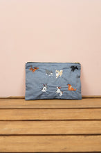 Puppies on Soft Denim Small Zip Up Pouch