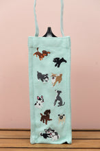 Puppies on Mint Canvas Water Bottle Bag