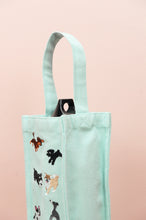 Puppies on Mint Canvas Water Bottle Bag