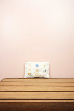 Summer by the Beach on Natural Canvas Small Zip Up Pouch