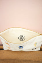 Summer by the Beach on Natural Canvas Small Zip Up Pouch