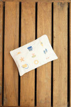 Summer by the Beach on Natural Canvas Small Zip Up Pouch