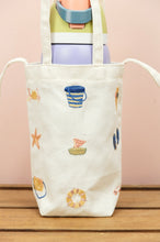 Summer by the Beach on Natural Canvas Water Bottle Sling Bag