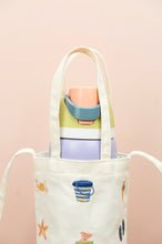 Summer by the Beach on Natural Canvas Water Bottle Sling Bag