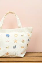 Summer by the Beach on Natural Canvas Small Handbag